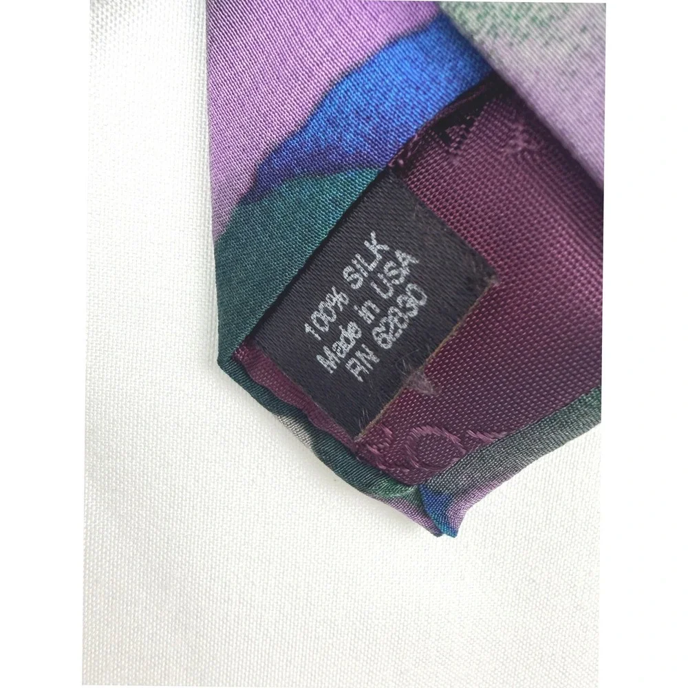 J. Garcia Silk Necktie OS Purple Green Blue Abstract Art Tie